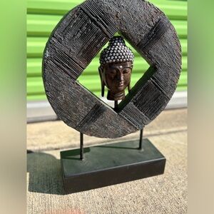 Buddha Head Sculpture on Stand